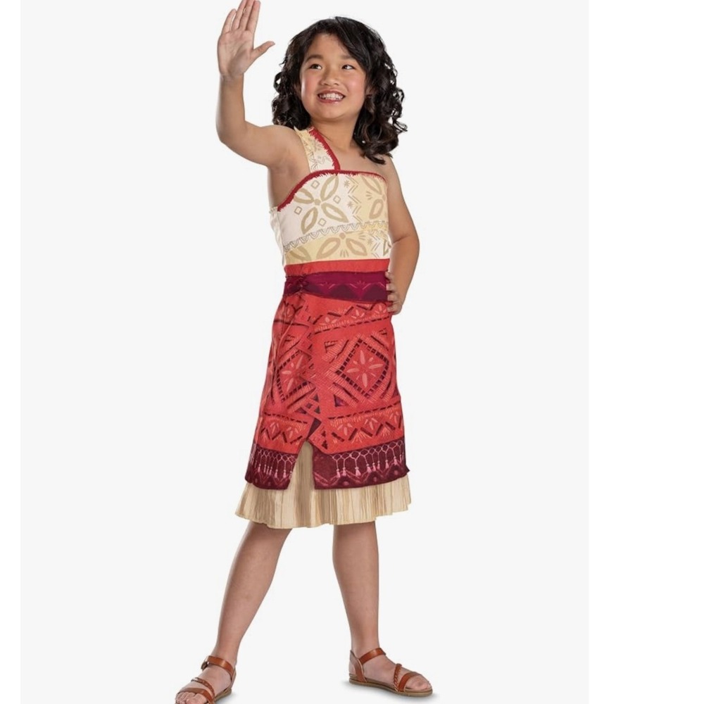 Moana 2 Movie Costume Kids Dress Red Tan Small 4-6X Halloween
